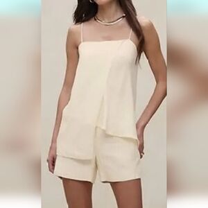 NWT Banana Republic Viscose Linen Cream Asymmetrical Tank labelled M fits Large